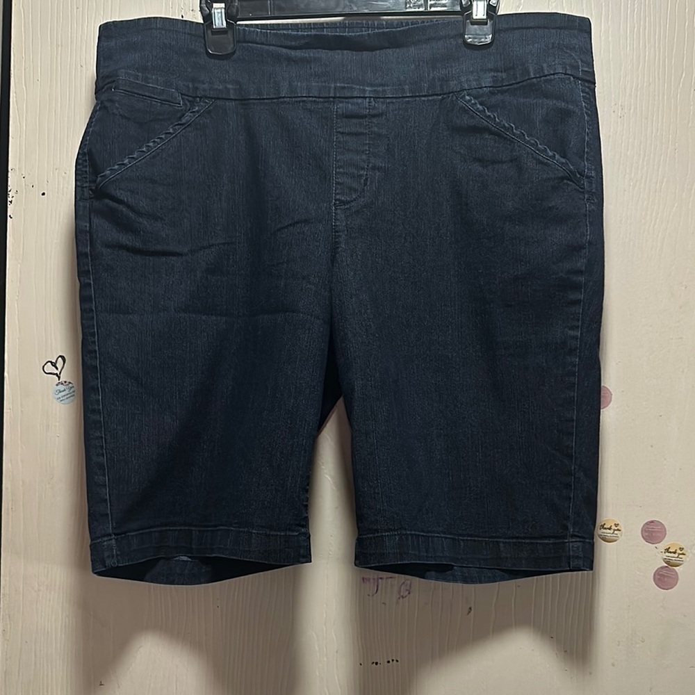 Style & Co High-Waisted Denim Bermuda Shorts - XL - Dark Wash